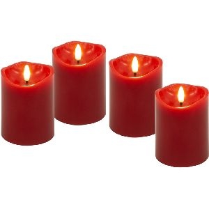 Goobay 77749 4er-Set LED-Echtwachskerzen, rot VPE Retail Box Mindestbestellmenge 1
