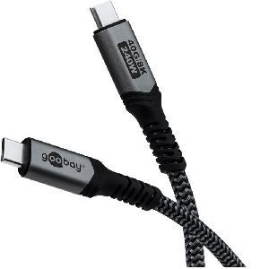 Goobay 74211 USB-C™-Kabel, USB4™, 1 m, schwarz;silber VPE Cable Tag Mindestbestellmenge 1