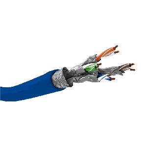 Goobay 75715 CAT 7A Netzwerkkabel, S/FTP (PiMF), blau VPE Cable ring-coil Mindestbestellmenge 1