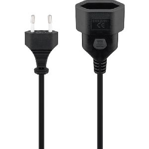 Goobay 64616 Verlängerungskabel Eurostecker, 2 m, schwarz, (2*0,75 mm²) VPE Retail Polybag Mindestbestellmenge 1