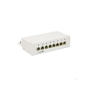 Goobay 68882 CAT 5e Mini/Desktop Patch Panel, 8 Port, (1 HE) VPE Brown Box with Label Mindestbestellmenge 1