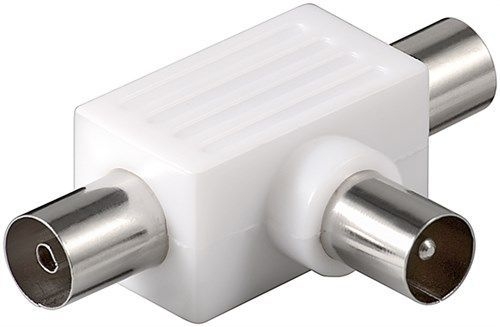 Goobay 67218 Koax-T-Adapter: doppelte Koax-Buchse > Koax-Stecker VPE Bulk Mindestbestellmenge 10