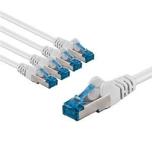 Goobay 67545 CAT 6A Patchkabel, S/FTP (PiMF), 1 m, weiß, 5er-Set VPE Bulk Mindestbestellmenge 1