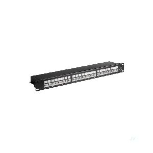 Goobay 90854 CAT 6A 19 Zoll (48,3 cm) Patch Panel, 24 Port, (1 HE) VPE Brown Box with Label Mindestbestellmenge 1