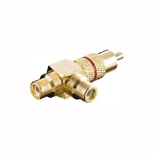 Goobay 11388 Cinch-Y-Adapter, Stecker zu 2x Buchse, Goldausführung, rot Farbversion: Rot