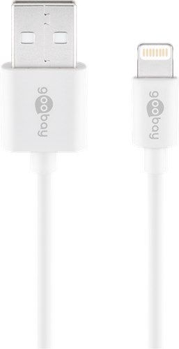 Goobay 72907 Lightning USB Lade- und Synchronisationskabel, 2 m, weiß VPE Retail Polybag Mindestbestellmenge 1