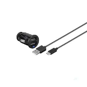 Goobay 58820 Dual-USB Auto-Ladeset USB-C™, USB-A (12 W) VPE Retail Polybag Mindestbestellmenge 1