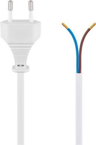 Goobay 51345 Kabel mit Eurostecker zum Konfektionieren, 1,5 m, Weiß, (2*0,75 mm²) VPE Retail Polybag Mindestbestellmenge 1