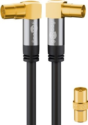 Goobay 70464 TV Antennenkabel (135 dB), 4x geschirmt VPE Retail Polybag Mindestbestellmenge 1