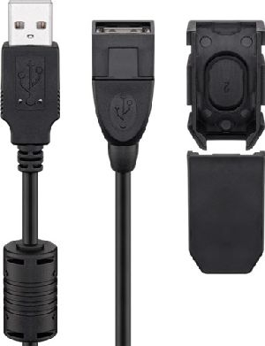 Goobay 93284 USB 2.0 Hi-Speed-Verlängerungskabel mit Sicherungsclip, schwarz