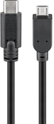 Goobay 67993 USB-C™-auf-Micro-B-Kabel, OTG, 1 m, schwarz VPE Cable Tag Mindestbestellmenge 1