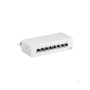 Goobay 62067 CAT 6a Mini/Desktop Patch Panel, 8 Port, (1 HE) Farbversion: Weiß