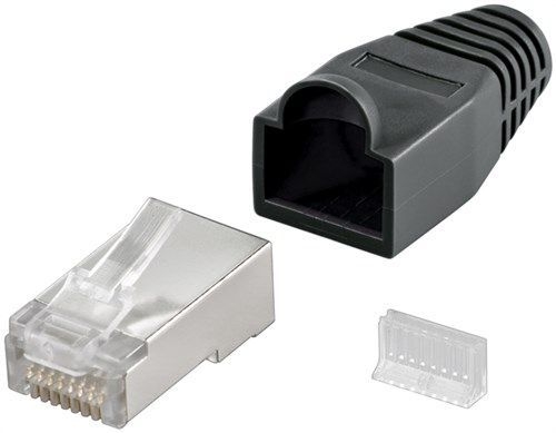 Goobay 68749 RJ45-Stecker, CAT 5e STP geschirmt mit Knickschutztülle VPE Bulk Mindestbestellmenge 10