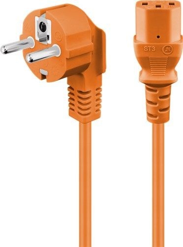 Goobay 95289 Abgewinkeltes Kaltgeräte-Anschlusskabel, 3 m, Orange, (3*1 mm²) VPE Retail Polybag Mindestbestellmenge 1