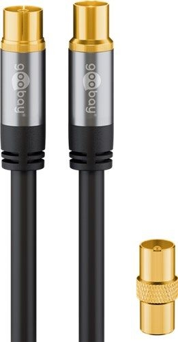 Goobay 70389 TV Antennenkabel (135 dB), 4x geschirmt VPE Retail Polybag Mindestbestellmenge 1