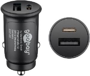 Goobay 55634 Dual-USB Auto-Schnellladegerät USB-C™ PD (Power Delivery) (30 W) : VPE Retail Polybag Mindestbestellmenge 1