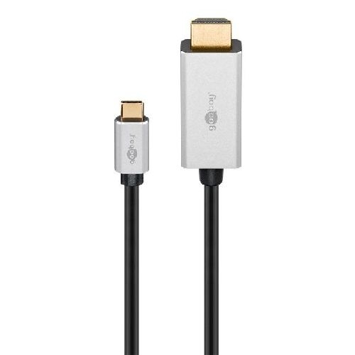 Goobay 60175 USB-C™-auf-HDMI™-Kabel, 3 m, schwarz;silber VPE Bulk Mindestbestellmenge 1