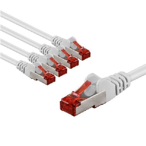 Goobay 66643 CAT 6 Patchkabel, S/FTP (PiMF), 2 m, weiß, 5er-Set VPE Bulk Mindestbestellmenge 1