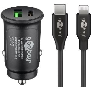 Goobay 72166 Dual-USB Auto-Schnellladeset Lightning (27 W) VPE Retail Polybag Mindestbestellmenge 1