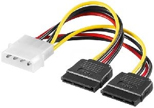 Goobay 68524 PC Y-Stromkabel/Stromadapter, 5.25-Stecker zu 2x SATA Kabellänge: 0.13 m