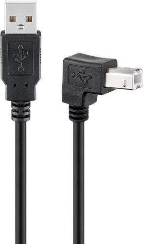 Goobay 39733 USB-A-auf-USB-B-Kabel 90°, 3 m, schwarz VPE Retail Polybag Mindestbestellmenge 1