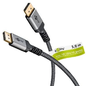 Goobay 75681 DisplayPort™-Kabel 2.1, 54 Gbit/s Kabellänge: 3 m VPE Retail Polybag Mindestbestellmenge 1