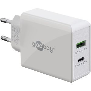 Goobay 61674 USB-C™ PD Dual-Schnellladegerät (30 W) weiß Farbversion: Weiß VPE Retail Polybag Mindestbestellmenge 1
