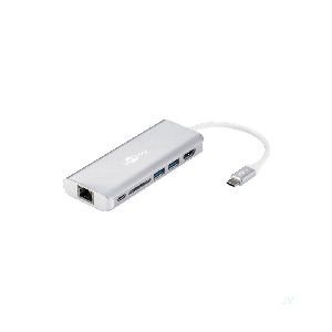 Goobay 76788 USB-C™-Multiport-Adapter HDMI 4k30Hz, USB, CR, RJ45, PD, Alu, silber