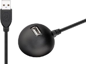 Goobay 68913 USB 2.0 Hi-Speed-Verlängerungskabel mit Standfuß, schwarz Kabellänge: 1.5 m VPE Cable Tag Mindestbestellmenge 1
