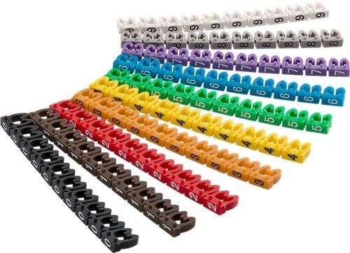 Goobay 72514 Kabelmarker-Clips "Ziffern 0-9", für Kabeldurchmesser von 3,8 - 5,9 mm VPE Retail Polybag Mindestbestellmenge 1