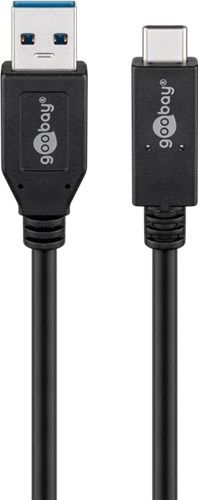 Goobay 41074 USB-C™-auf-USB-A-Kabel, 1 m, schwarz VPE Bulk Mindestbestellmenge 1