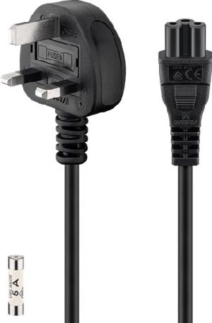 Goobay 96046 UK - Geräte Anschlusskabel, 1,8 m, Schwarz Kabellänge: 1.8 m