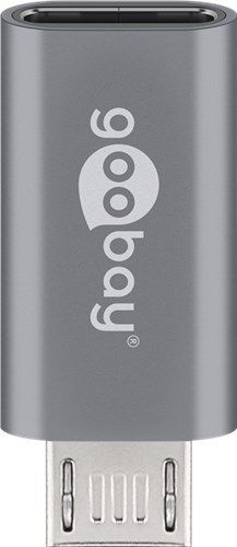 Goobay 55553 USB-Adapter Micro-USB auf USB-C™, OTG, grau VPE Retail Polybag Mindestbestellmenge 1