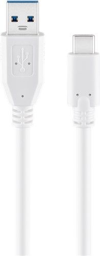 Goobay 67188 USB-C™-auf-USB-A-Kabel, 1 m, weiß VPE Cable Tag Mindestbestellmenge 1