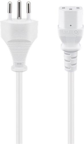 Goobay 94015 Kaltgerätekabel Schweiz, 2 m, Weiß Kabellänge: 2 m