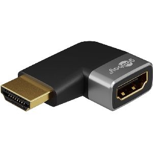 Goobay 72010 HDMI™-Winkeladapter 90° horizontal, 8K @ 60 Hz, vergoldet VPE Retail Polybag Mindestbestellmenge 1