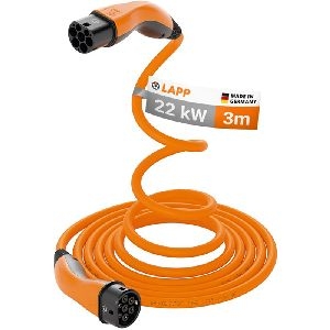 LAPP MOBILITY 75745 Selbstaufrollendes Ladekabel Typ 2, bis zu 22 kW, 3 m, orange, Kabellänge: 3 m