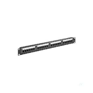 Goobay 93866 CAT 6 19-Zoll (48,3 cm) Patch Panel, 24 Port, (1 HE) Farbversion: Schwarz