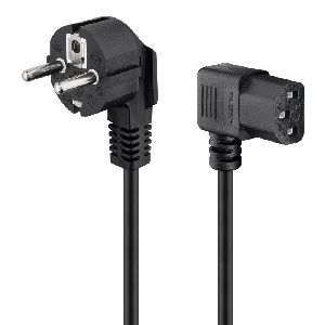 Goobay 50080 Beidseitig abgewinkeltes Kaltgeräte-Anschlusskabel, 2 m, Schwarz, (3*0,75 mm²) VPE Retail Polybag Mindestbestellmenge 1