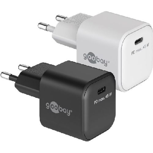 Goobay 65331 USB-C™ PD GaN Schnellladegerät Nano (45 W) schwarz VPE Retail Polybag Mindestbestellmenge 1