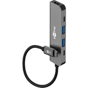 Goobay 78967 Slim 5-Port USB-Hub mit HDMI™, 5 Gbit/s VPE Retail Box Mindestbestellmenge 1