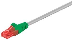 Goobay 68471 CAT 6 Crossover-Patchkabel, U/UTP, grau, grün Kabellänge: 1 m