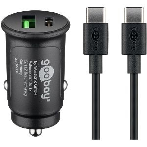 Goobay 72165 Dual-USB Auto-Schnellladeset USB-C™ (27 W) VPE Retail Polybag Mindestbestellmenge 1