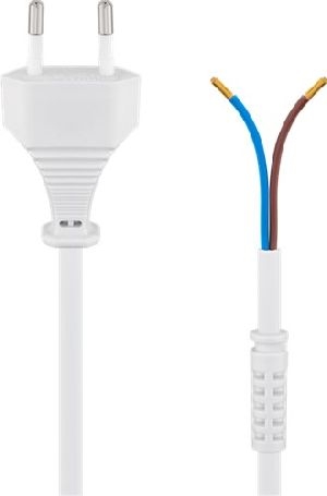 Goobay 50503 Kabel mit Eurostecker zum Konfektionieren, 1,5 m, Weiß, (2*0,75 mm²) VPE Retail Polybag Mindestbestellmenge 1