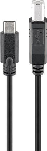 Goobay 67985 USB-C™-auf-USB-B-Kabel, 1 m, schwarz VPE Cable Tag Mindestbestellmenge 1