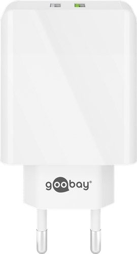 Goobay 44957 USB-A QC Dual-Schnellladegerät (28 W) weiß VPE Retail Polybag Mindestbestellmenge 1