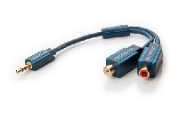Clicktronic 70492 3,5-mm-AUX-auf-Cinch-Adapterkabel, stereo, 0.1 m - Premium-Kabel | 2x Cinch-Buchse