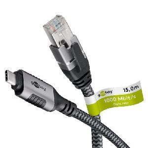 Goobay 70755 Ethernet-Kabel USB-C™ 3.1 auf RJ45, 15 m VPE Brown Box with Label Mindestbestellmenge 1
