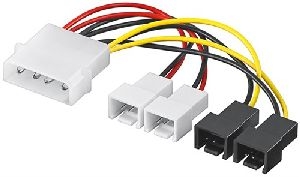 Goobay 93632 PC-Lüfter Stromkabel/Stromadapter, 5.25 Stecker zu Lüfter 2x 12 V/2x 5 V VPE Bulk Mindestbestellmenge 1