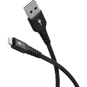 Goobay 74504 Lightning auf USB-A Supersoftes Textilkabel mit Metallsteckern, 2 m VPE Cable Tag Mindestbestellmenge 1